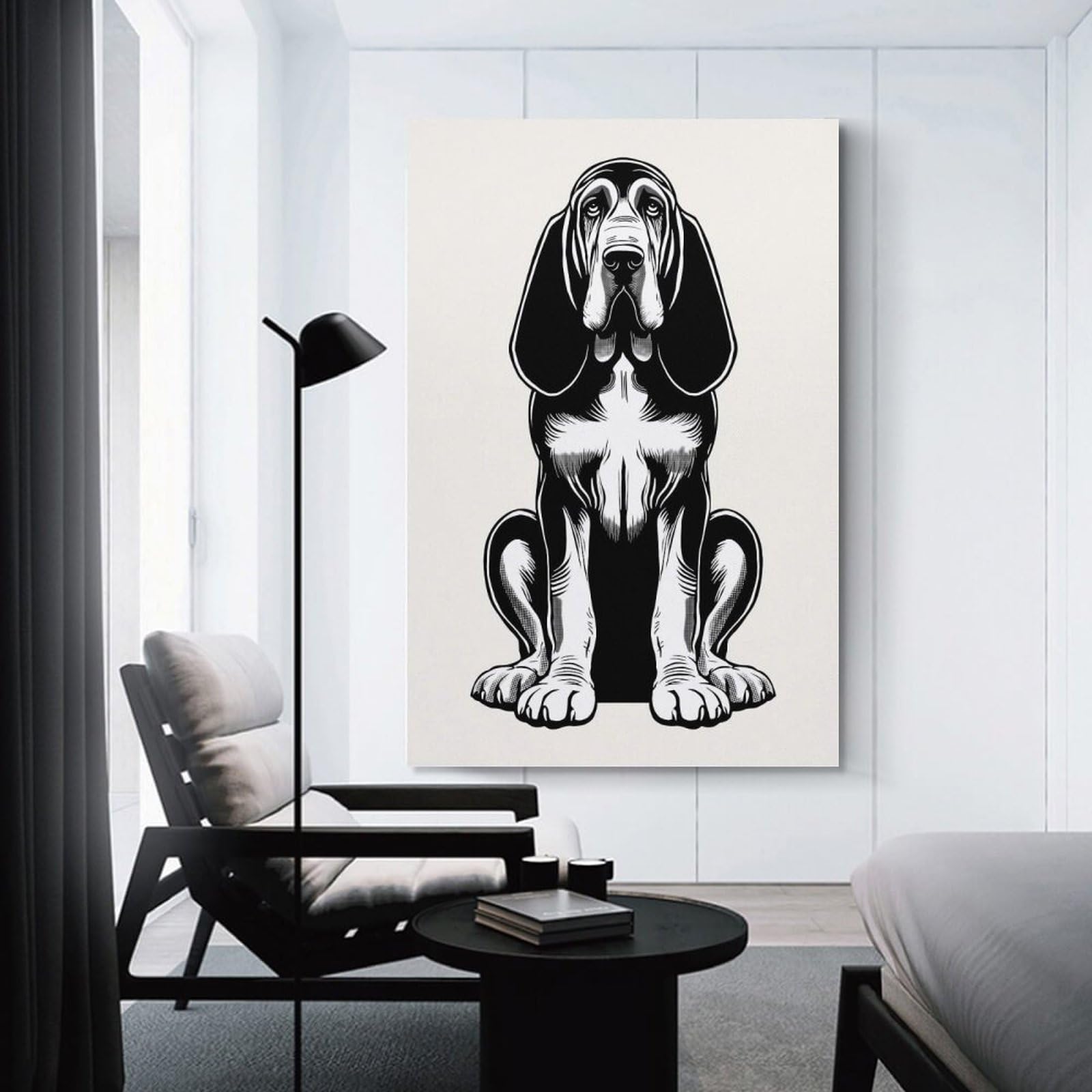 Junmoney Canvas Art Print Bloodhound(2), 20x30inch(50x75cm), for Small Homes, Bedrooms Or Open Spaces, A Simple Refresh for Blank Walls