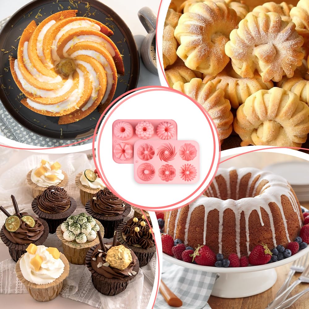 2 różowe mini silikonowe foremki do babeczek po 6 komór | Forma do muffinek, babeczek i domowych wypieków
