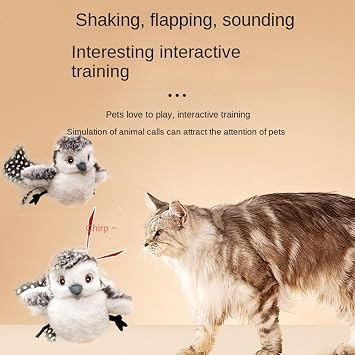 Interactive Bird Cat Toy Snowy Owl Shaped Interactive | Simulation Chirping Bird Toys for Kittens Pet Home Living Room Indoor Playing