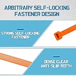WALWAL 8 inch Cable Ties, Easy-Use Cable Management for Home, Office, and Outdoors | Strong Nylon | for Professionals, and Organizers (100 Pcs, Orange)