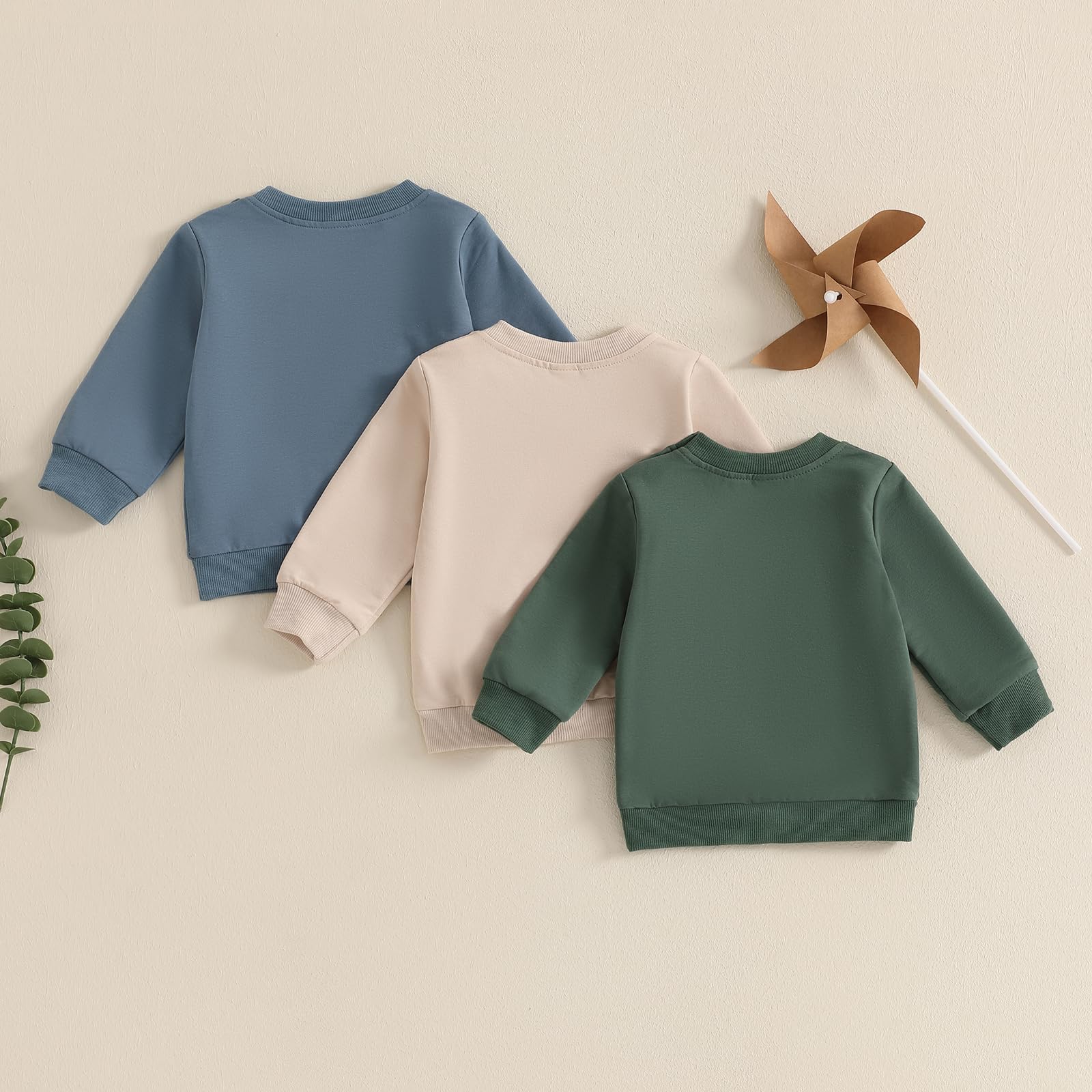 Geagodelia Sudaderas para bebés y niños pequeños, de manga larga, para primavera y otoño, color liso, sin botones, elástico, ropa de 3 piezas