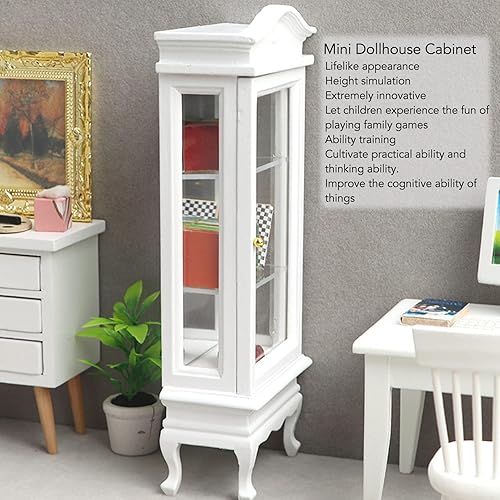 Miniatura 4 de Gabinete de exhibición en miniatura, muebles de casa de muñecas, gabinete de techo de arco de madera, accesorios de alta simulación para casa de