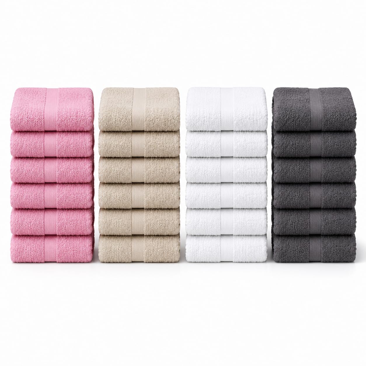 24 Pack Face Towels Wash cloths Set (30x30cm) 100% Cotton (Assorted)