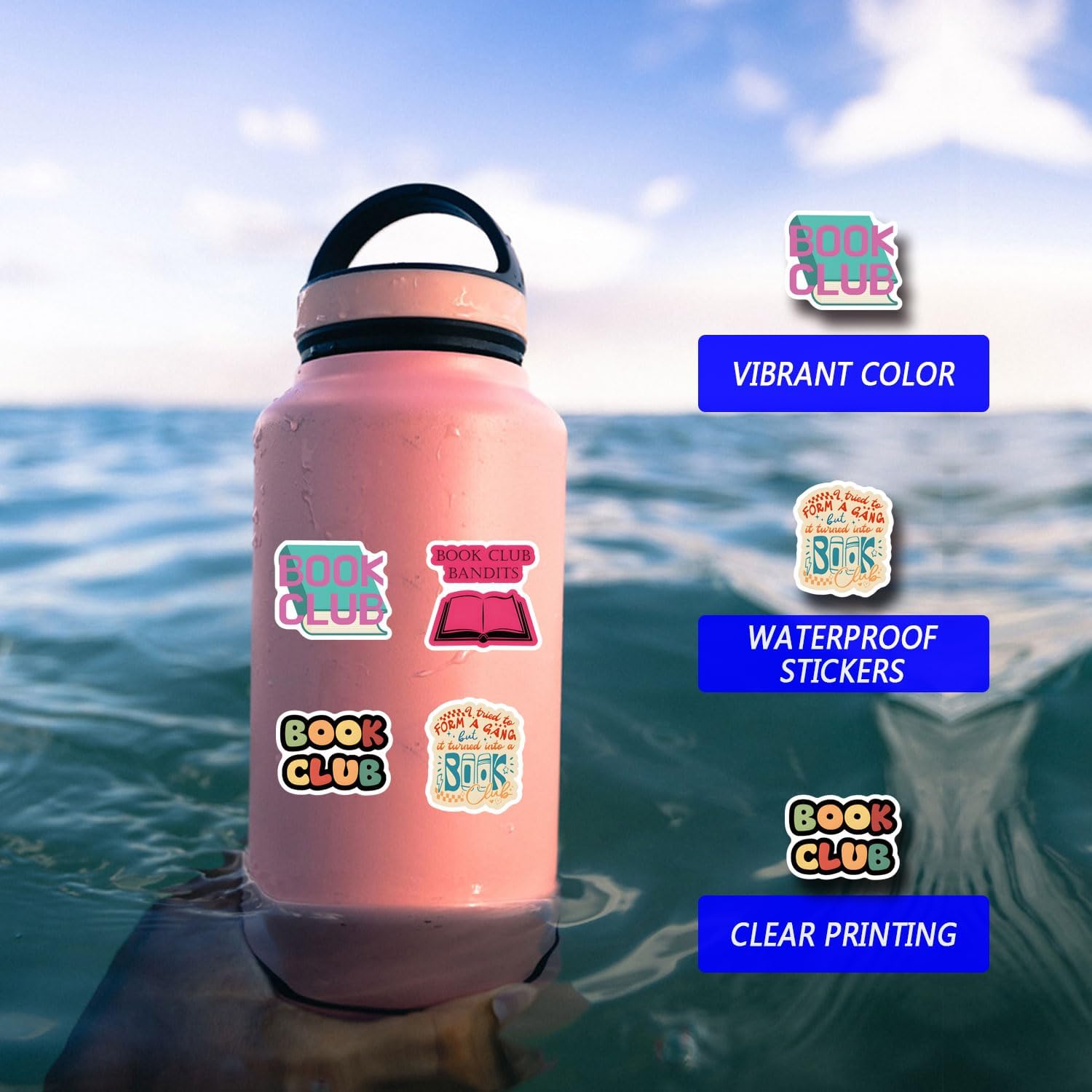 63Pcs Book Club Stickers Pack, Cartoon Cute Vinyl Waterproof Decals for Water Bottle,Laptop,Phone,Skateboard,Scrapbooking,Bumper Gifts for Kids Teens Adults Fans for Party Supply image 5
