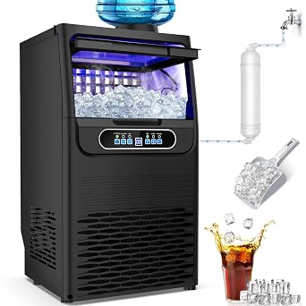 SOZT Under Counter Ice Maker Machine, 100LBS/24H, 20LBS Capacity | Commercial Ice Maker, Self-Cleaning Freestanding Stainless Steel Ice Cube Maker for Home, Bar, Restaurant, Office
