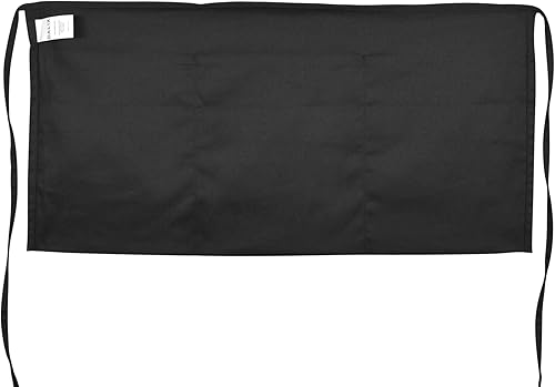 Miniatura 3 de DALIX Delantales grandes de 24 pulgadas para barman dinero cocina restaurante cintura babero delantal (3 bolsillos) negro, negro-blanco, azul