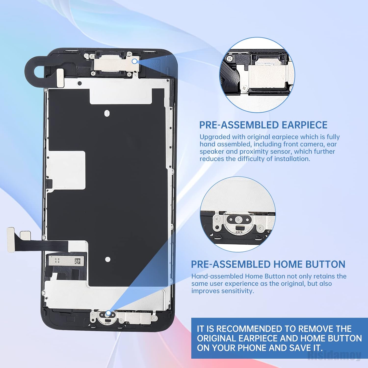 for iPhone 8 Screen Replacement with Home Button 4.7" Black LCD Display for iPhone SE 2nd 2020 3D Touch Digitizer Full Assembly Repair Kit Front Camera Speaker Fix Tools A1863 A1905 A1906