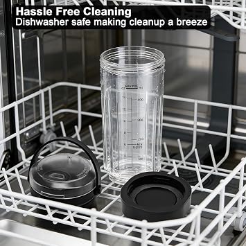 530ml Blending Vessel Cup Replacement Compatible with Ninja Blast Portable Blender BC151 & BC100 Series, Sip Spout Lid with Carry Handle & Bottom Cap for Ninja Mini Blender Replacement Parts