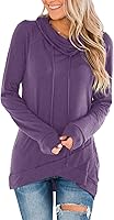 Fallorchid Women's Cowl Neck Tunic Sweater Long Sleeve Drawstring Pullover Casual Sweatshirt