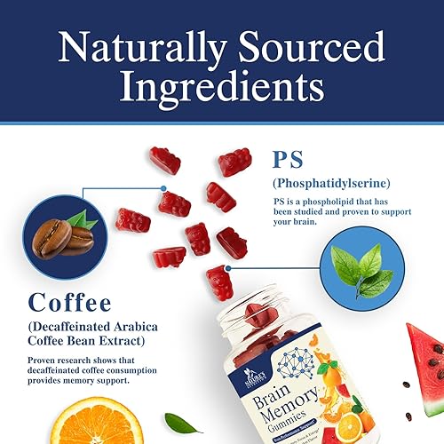 Miniatura 3 de Gomitas de suplementos cerebrales para memoria, enfoque, concentración, vitamina cerebral más nootrópicos, fosfatidilserina, B6 y B12, nootrópicos