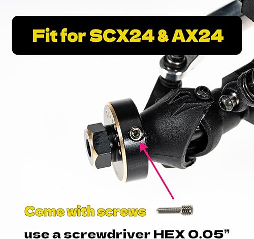 Miniatura 3 de Kit de extensión de cubos de rueda hexagonales + 0.197 in para SCX24 AX24, espaciadores de rueda de cubo hexagonal extendido de latón, piezas de