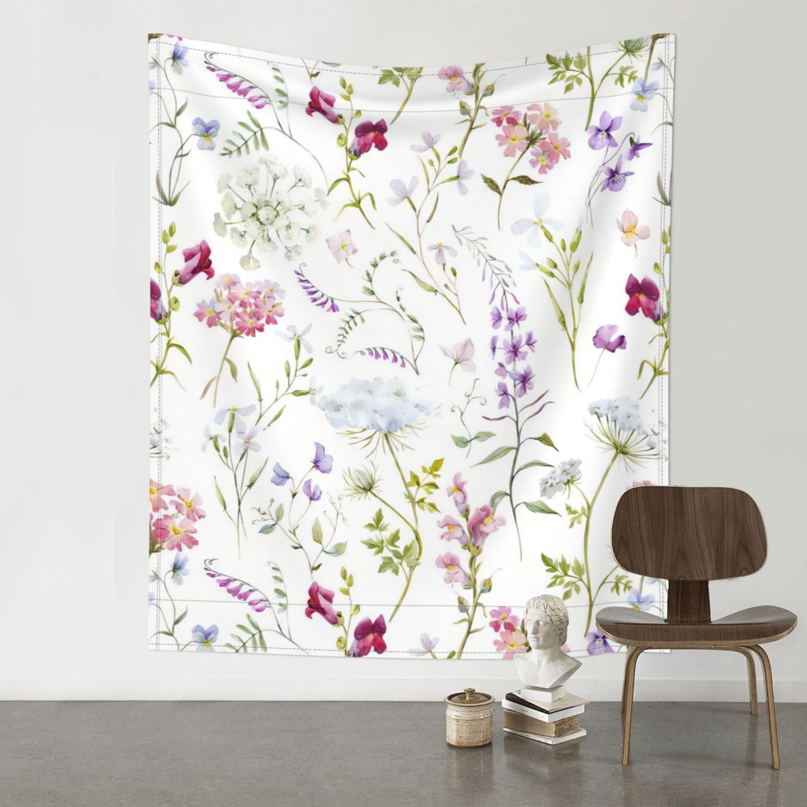 HJFCZH Watercolor Floral Pattern Prints Wall Tapestry 60x51in – Artistic Home Decor Throw Blanket for Bedroom, Dorm, Beach & Picnic