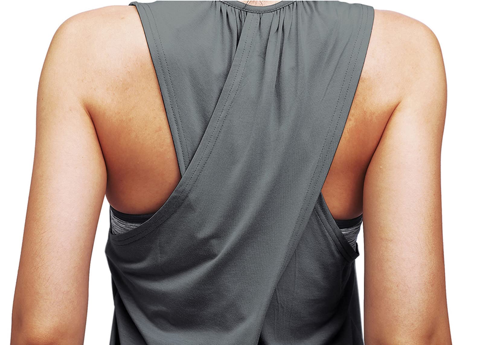 Mippo Topy treningowe dla kobiet joga sportowe koszulki tank topy siłownia letnie ubrania treningowe, ciemnoszary, XXL