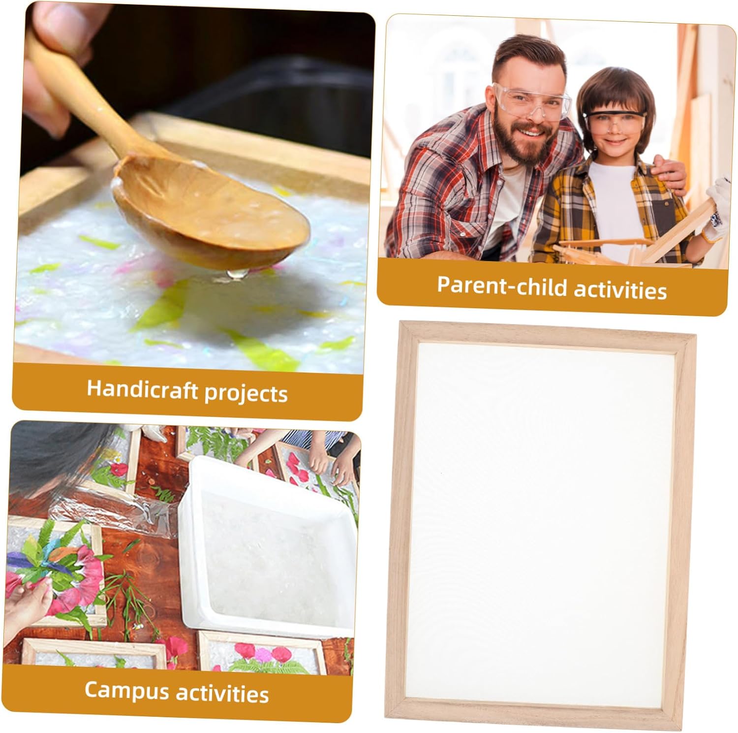 jojofuny DIY Papermaking Kit Wooden Paper Making Screen Frame for Crafting and School Easy to Use User Friendly Tool for Create Dry Artwork