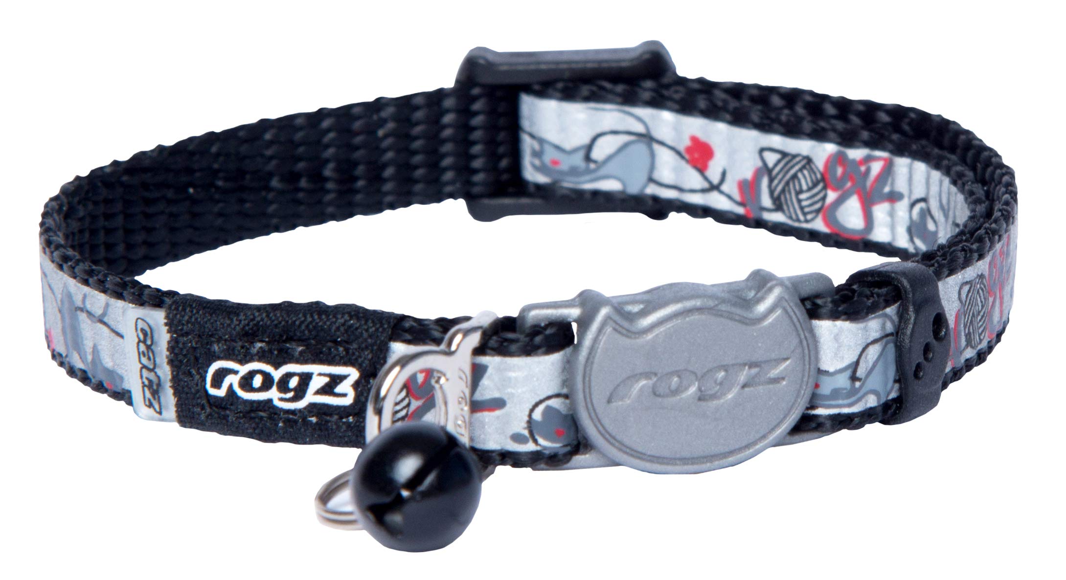 Rogz Collar Safeloc Reflectocat Black Cat