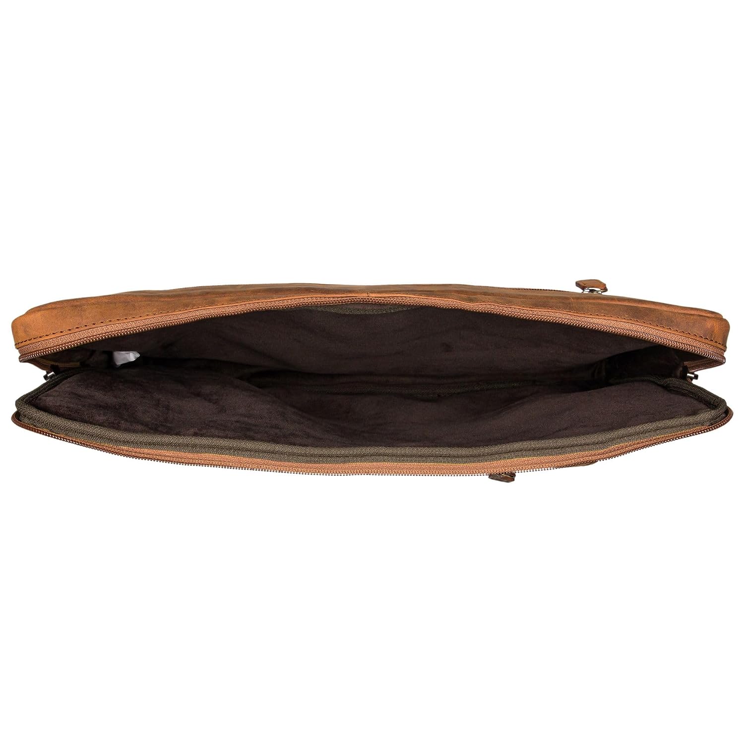 STILORD 'Jupiter' Laptop Sleeve Cover 17 Inch Leather Vintage Laptop Case 16,5 inch for Notebook/MacBook/Tablet Case Large with Zipper, Colour:tan - Dark Brown - Image 5