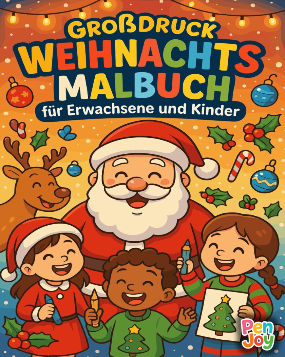 Großdruck Weihnachts Malbuch für Erwachsene und Kinder: 30 große, einfache und festliche Weihnachtsmotive mit dicken Linien - entspannende Ausmalbilder für die ganze Familie