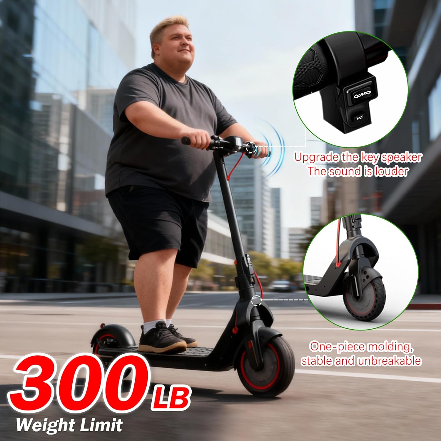 UrbanFish Electric Scooter, 350W/500W, 8.5" Tires, 21 Miles Range, 16/19 Mph, Folding E-Scooter with Dual Braking，APP Control