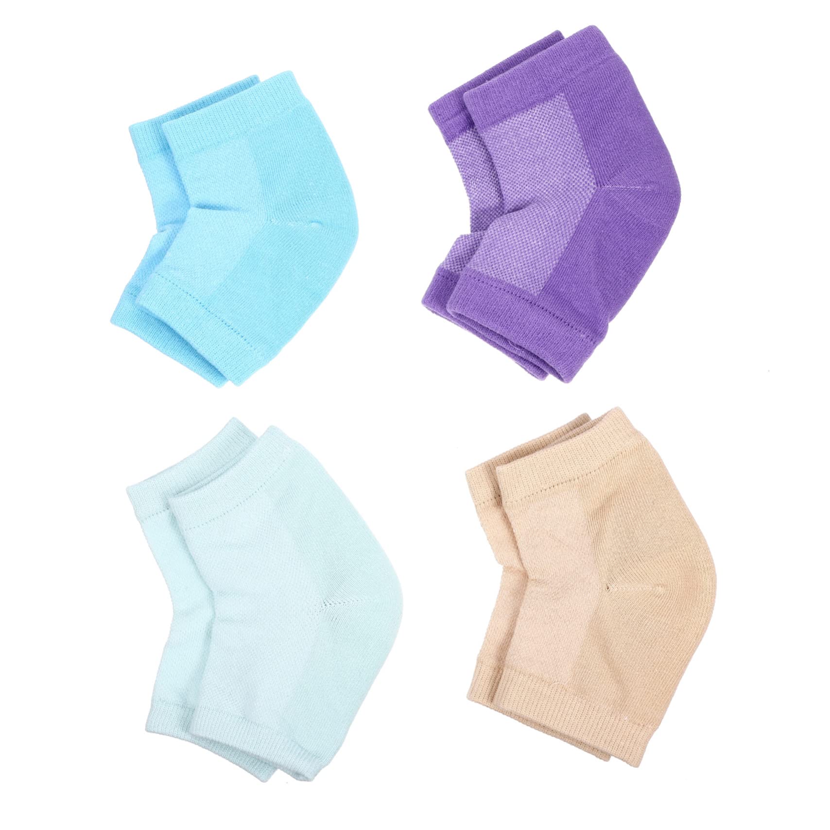 NOLITOY 4 Pair Heel Socks Moisturizing Gel Anti-Slip Dry Cracked Heel Treatment Polyester Cotton