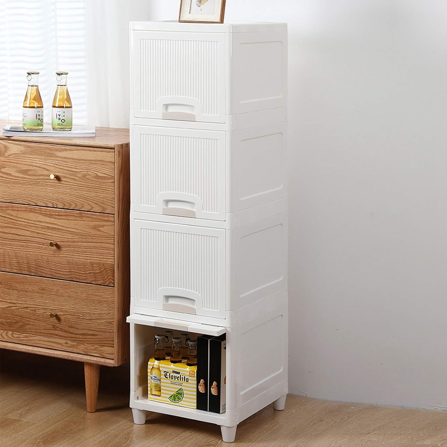 Free Shipping Offer DOLMER 3-Drawer Rolling Cart Organizer Unit with Wheels Narrow Slim Container Storage Cabinet for Bathroom Bedroom Craft Cabinet, Home Decor