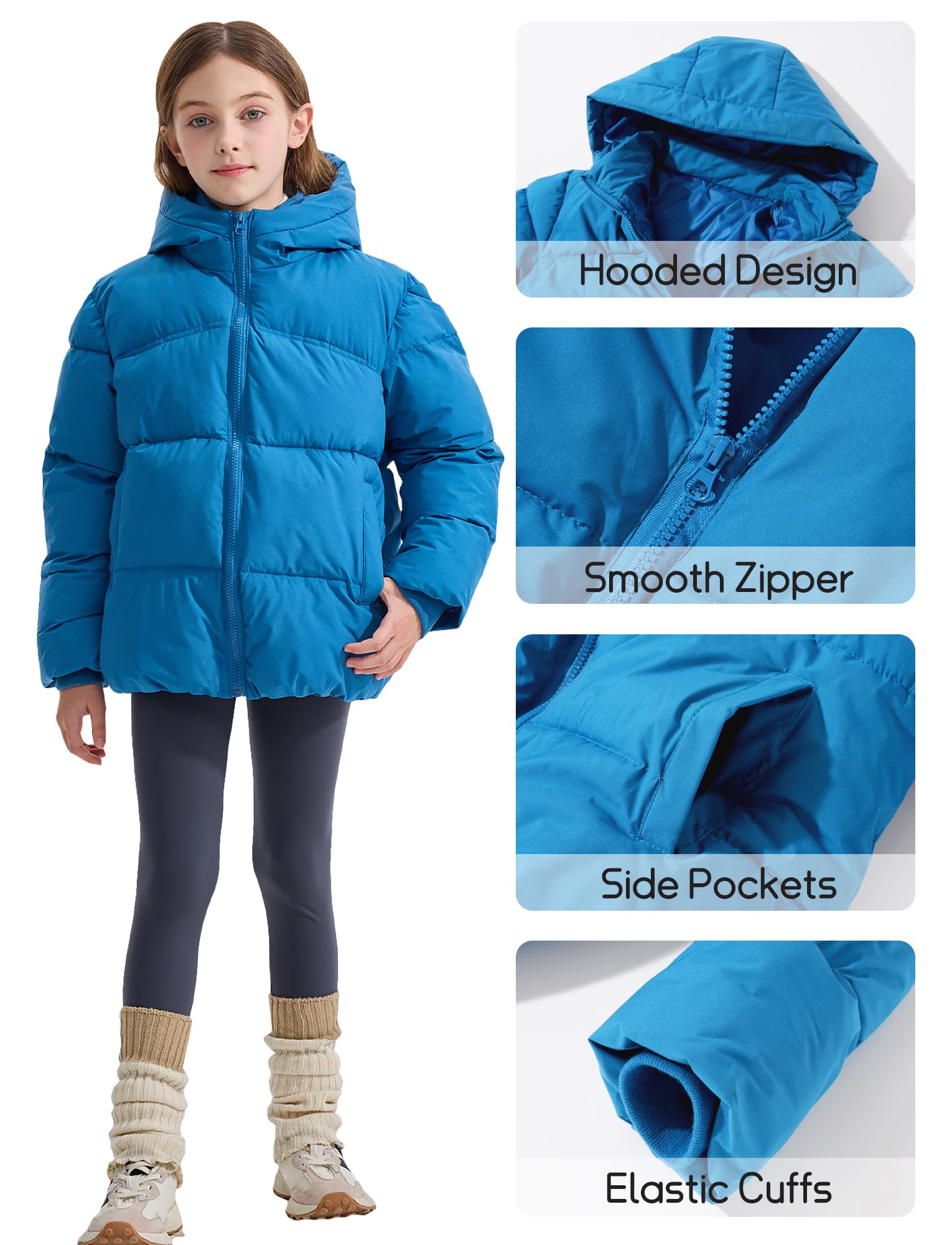 Happy Cherry - Abrigo Cálido Invierno con Capucha Niño Niña Chaqueta Acolchada Infantil Niños Niñas Ropa Gruesa Caliente para Nieve Al Aire Libre - 5-12 Años