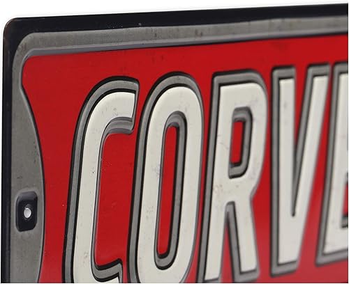 Miniatura 4 de Chevrolet Corvette Drive - Letrero de calle de metal en relieve, grande, rojo corbeta para garaje o cueva de hombre