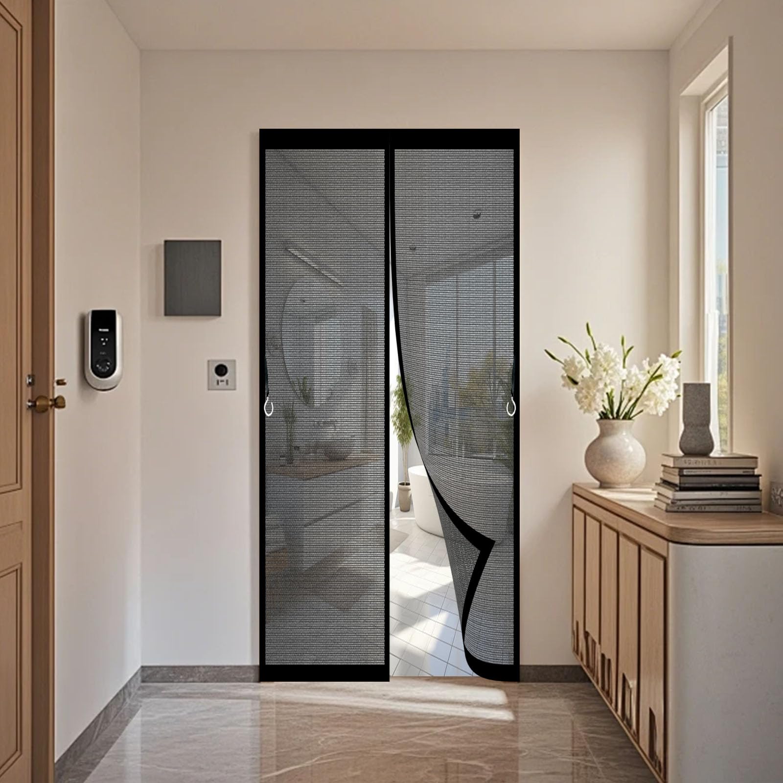 Moustiquaire magnétique pour porte 92x230 noire contre les insectes de balcon