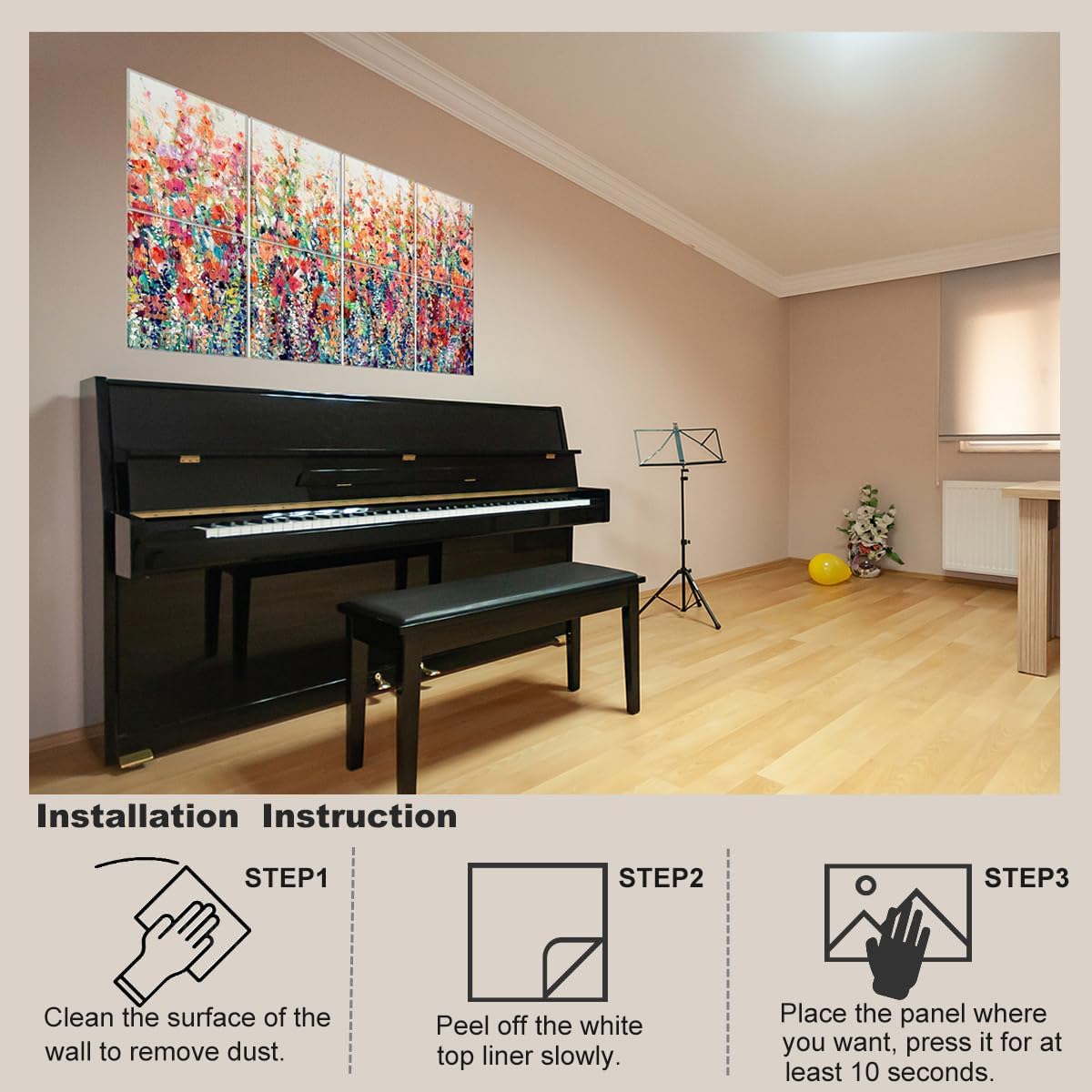HONORIA 8 Pack Art Acoustic Panels 48X32Inches Sound Absorbing Panels,Self-adhesive Soundproof Wall Panels,Decorative Acoustical Wall Panels,Acoustic Treatment for Home Office&Recording Studio