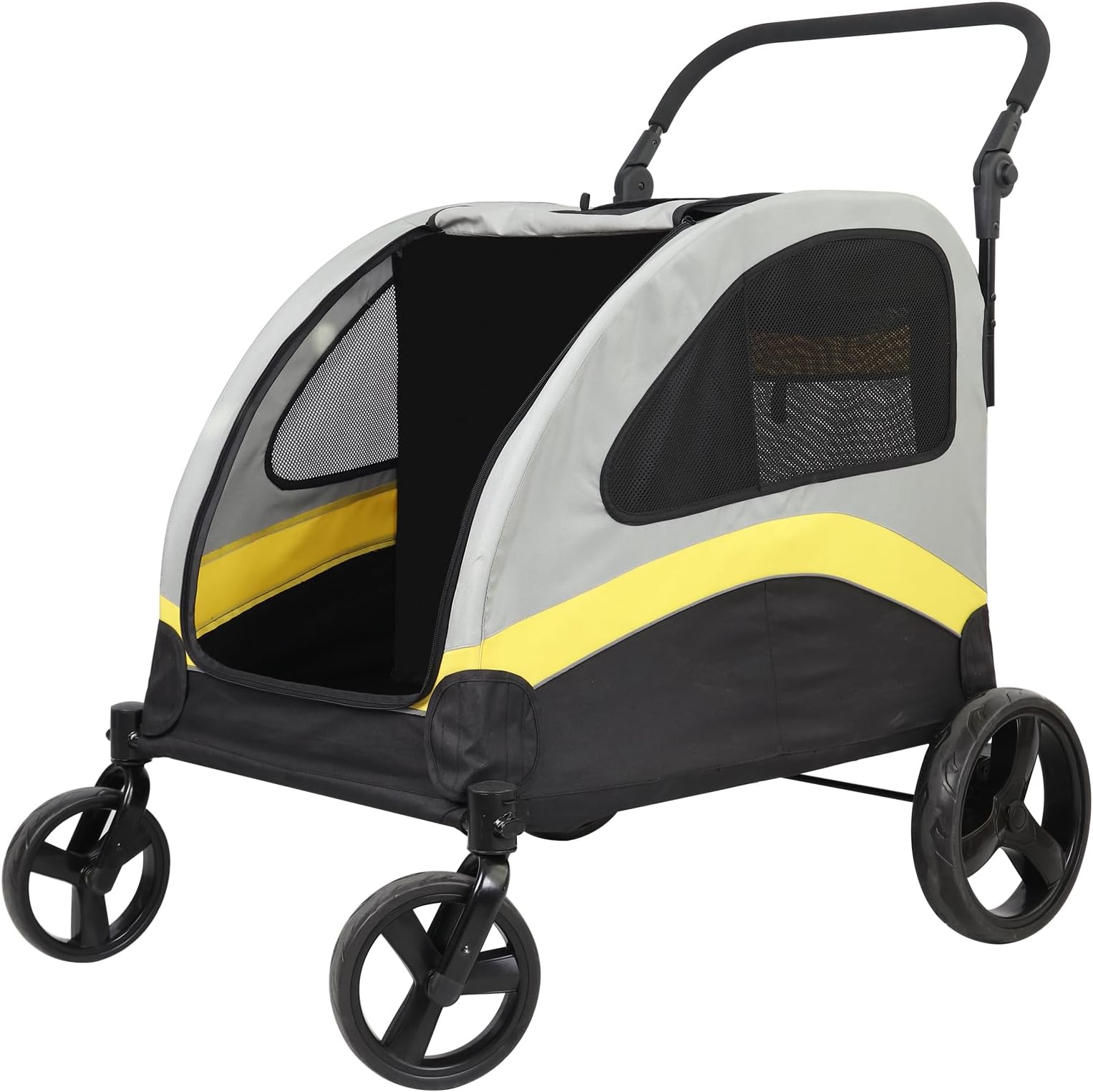 BingoPaw Heavy Duty Dog Buggy for Dogs: 2-in-1 Dog Pram with Removable Divider for 2 Small or Medium Dogs, Foldable Pet Pushchair Transport Trolley up to 42 kg