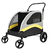 BingoPaw Heavy Duty Dog Buggy for Dogs: 2-in-1 Dog Pram with Removable Divider for 2 Small or Medium Dogs Foldable Dog Pushchair Transport Trolley up to 42 kg