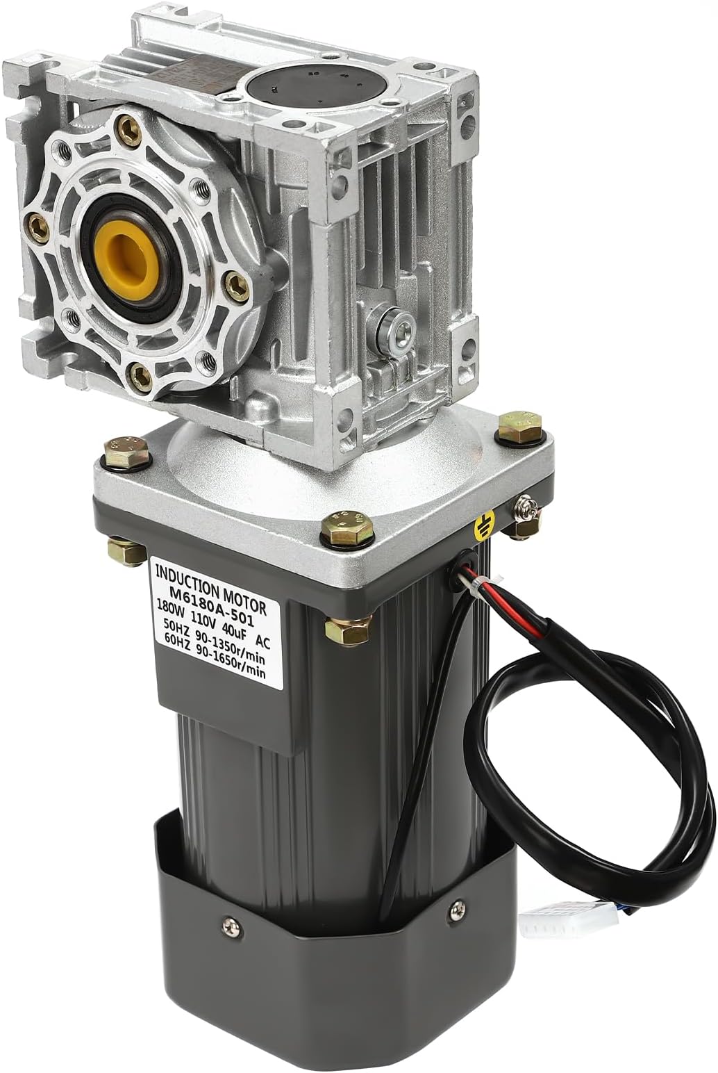 Electric Gear Motor 180W AC 60HZ 90-1650r/min/50HZ 90-1350r/min 50K Worm Gear Reducer Gearbox 35NM Torque with Speed Controller Powerful Electric Motor
