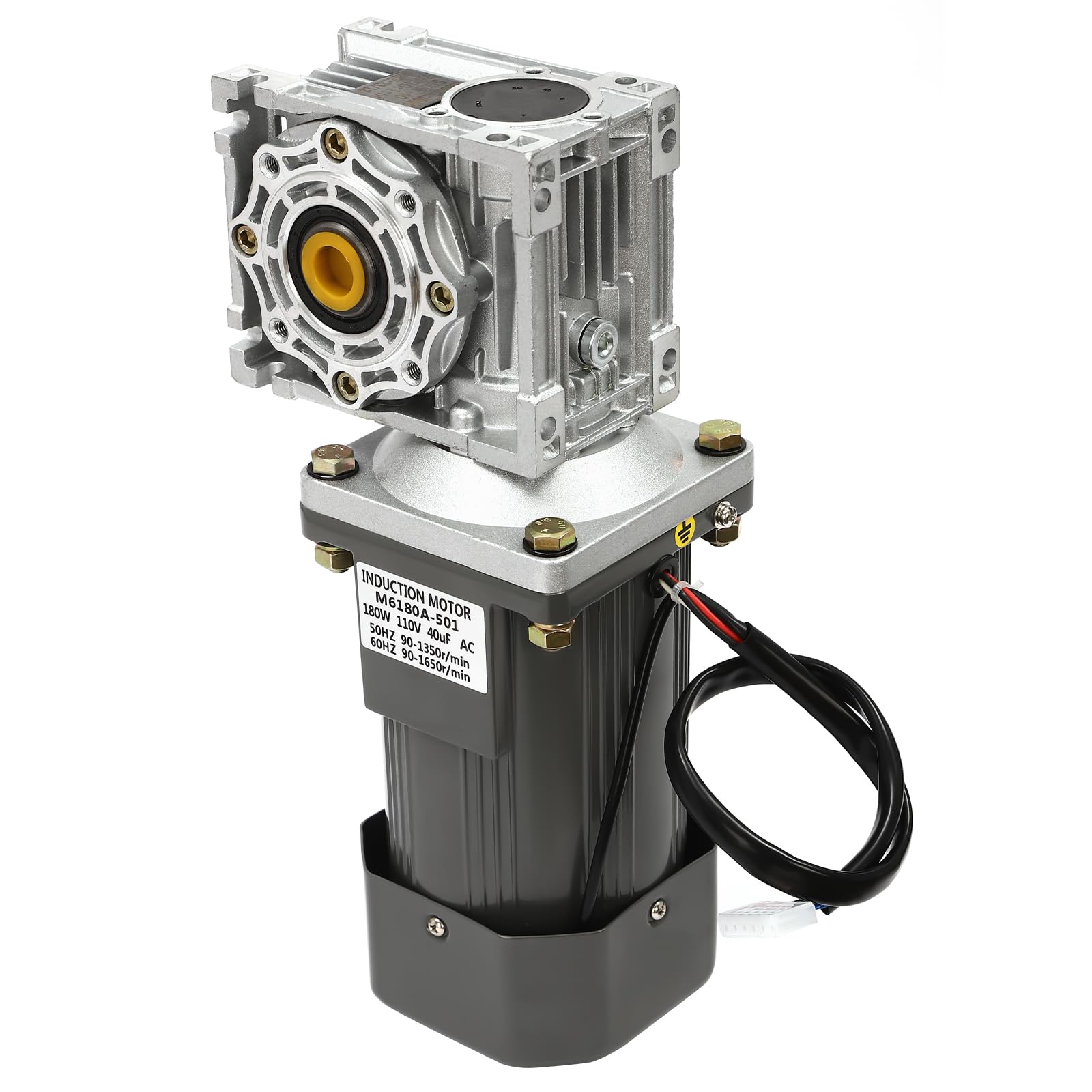 Electric Gear Motor 180W AC 60HZ 90-1650r/min/50HZ 90-1350r/min 50K Worm Gear Reducer Gearbox 35NM Torque with Speed Controller Powerful Electric Motor