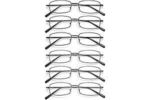 6-Pack Metal Reading Glasses Blue Light Blocking Spring Hinge Readers
