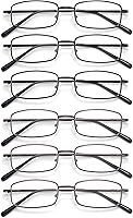 6-Pack Metal Blue Light Blocking Reading Glasses Spring Hinge Readers Lightweight Sturdy Comfortable Unisex Fashion