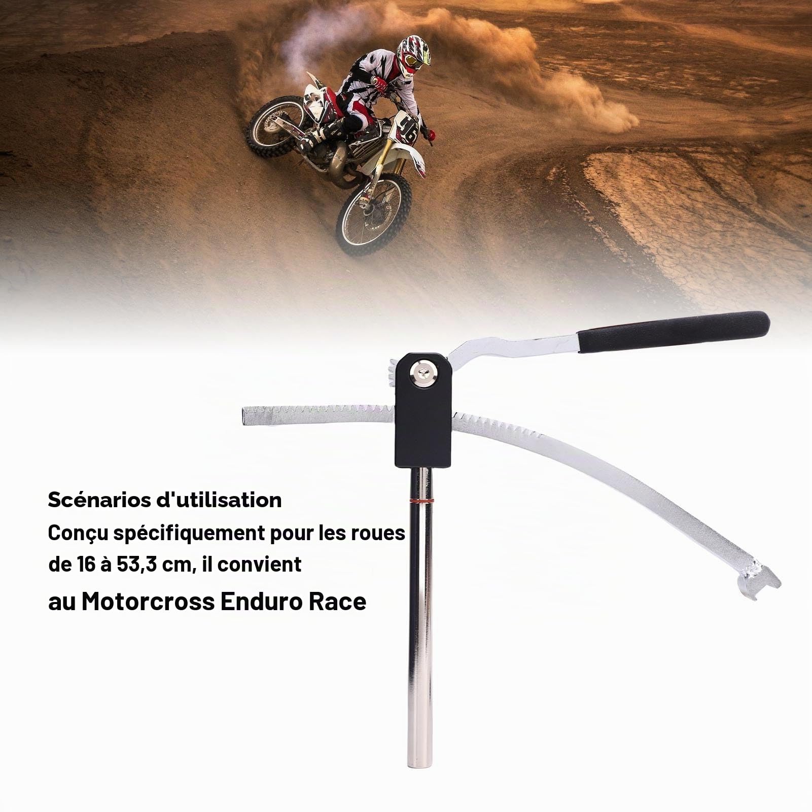 Ausla Kit D'outils pour Changer Les Pneus de Moto Tout-Terrain, Changeur de Pneus pour Enduro et Motocross, Convient aux Roues de 16" à 21", Inclut des Axes de 15/17/20/25mm