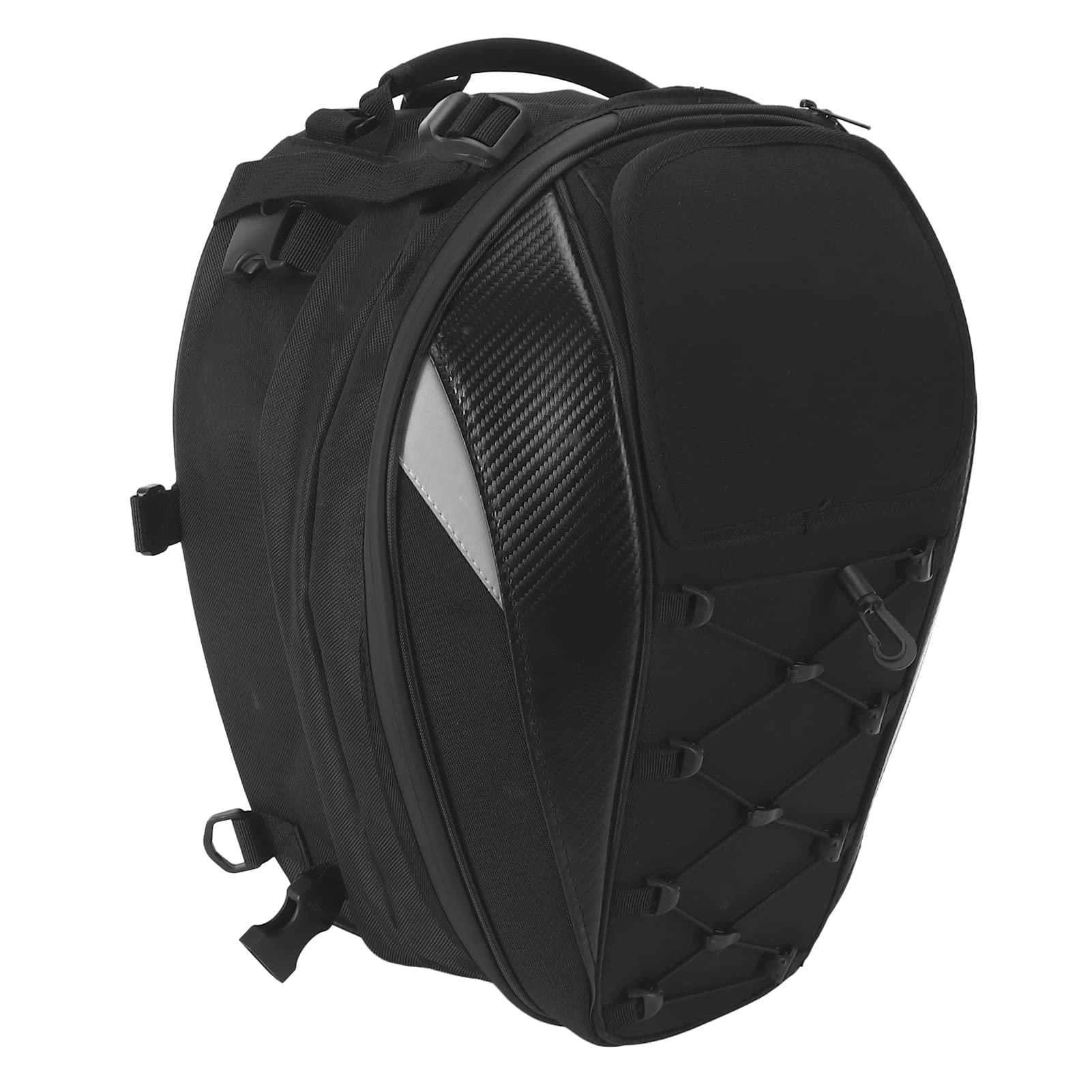 Bolsa de Asiento Trasero para Motocicleta, Mochila para Conductor de Gran Capacidad, Bolsa Trasera Universal Transpirable con múltiples Bolsillos, Estructura de Nailon Duradera