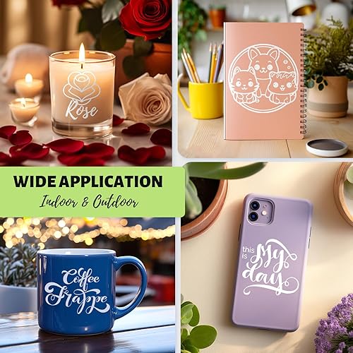 Miniatura 6 de Vinilo blanco brillante permanente compatible con Cricut Silhouette, rollo de vinilo blanco de 12 pulgadas x 15 pies, rollo de vinilo adhesivo para