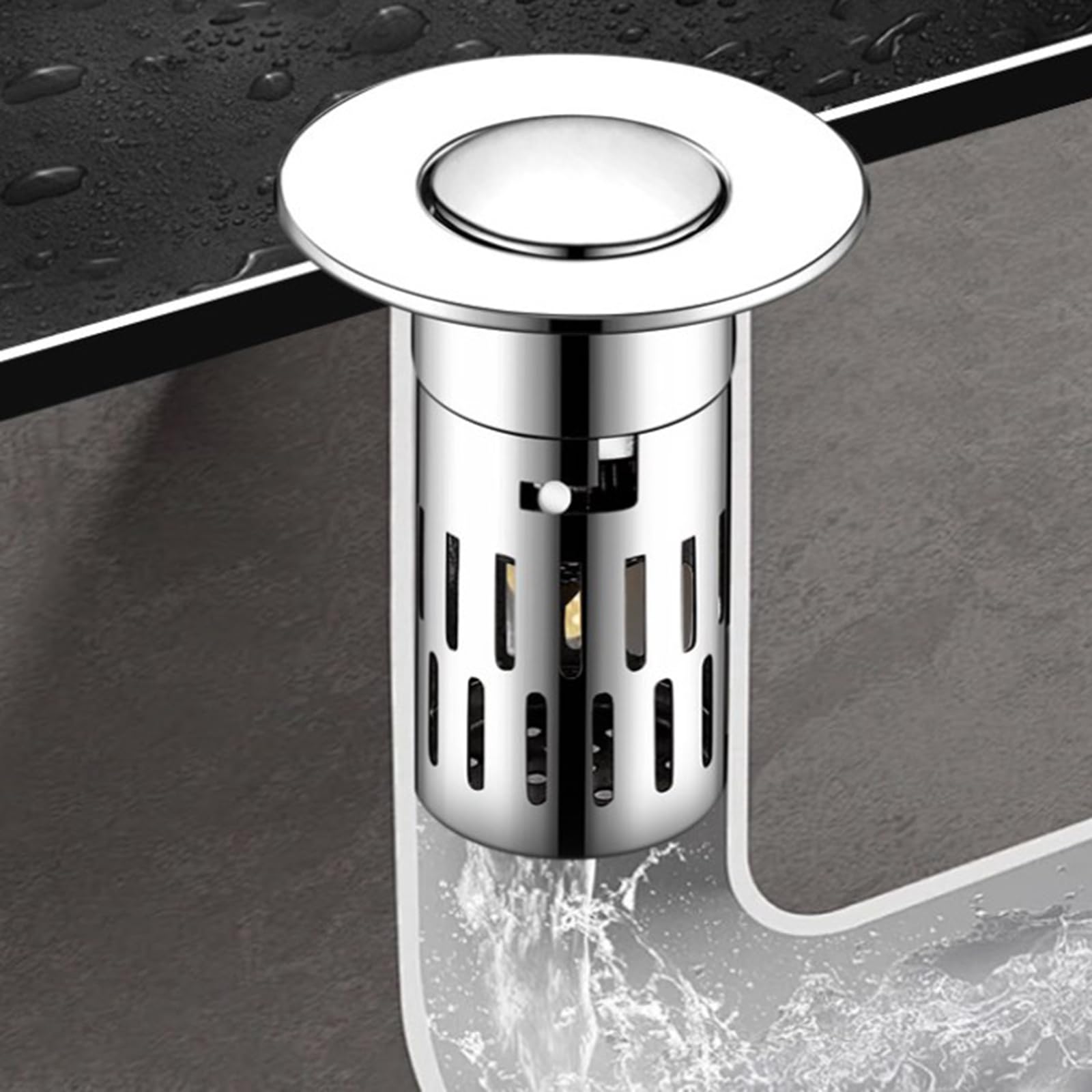 Générique Facilitatek Sink Stopper, 3-in-1 Pop-Up Stainless Steel Drain
