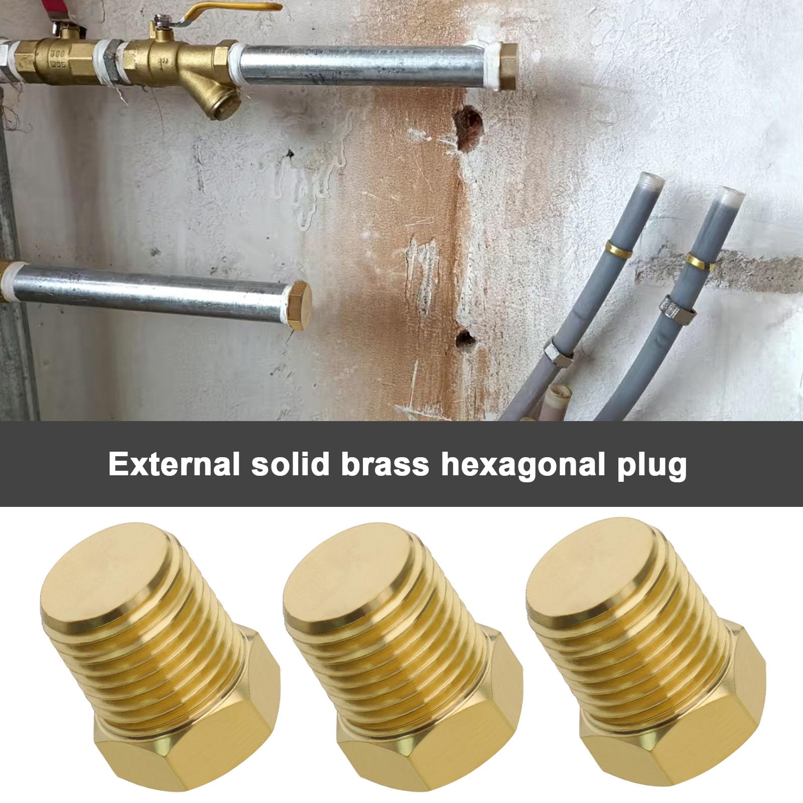 Tappo A Testa Esagonale In Ottone Massiccio 1/8 NPT Filettatura Maschio - Foto 8