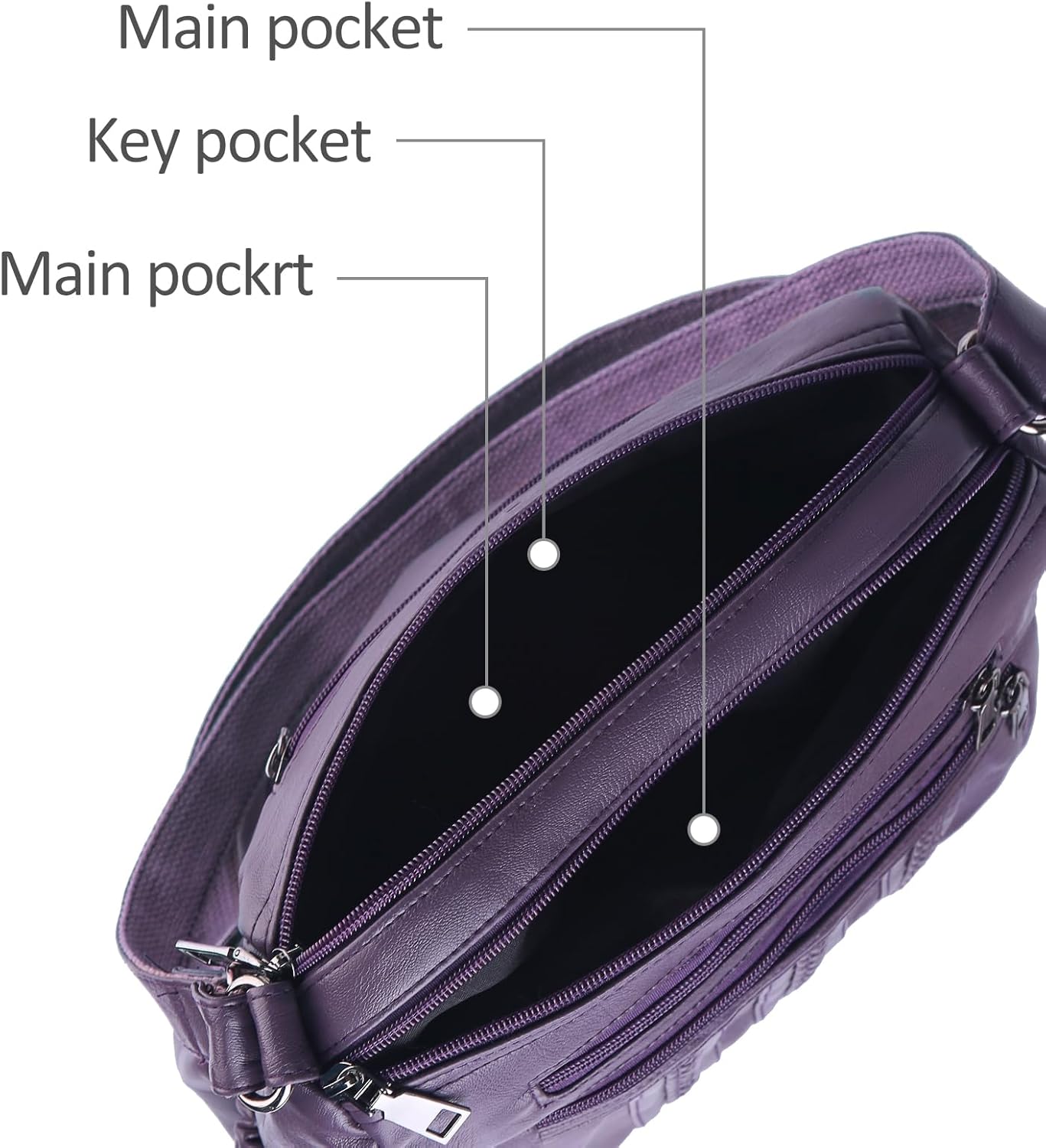 ELDA Purses for Women Pocketbooks Soft PU Leather Ladies Crossbody Purse Multi Pocket Shoulder Bag - Image 5