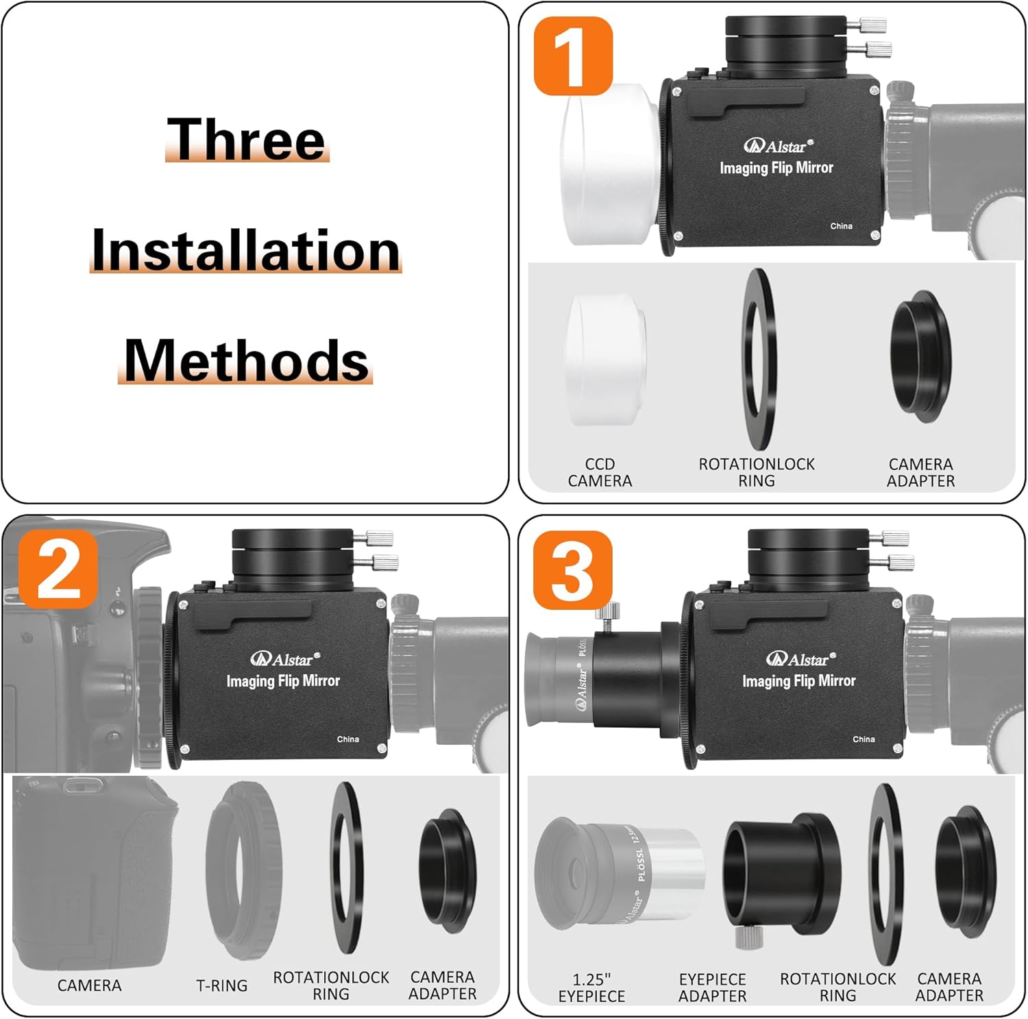Alstar 1.25" Astrophotography Flip Mirror - Bundle with - Finder Deluxe Telescope Reflex Sight