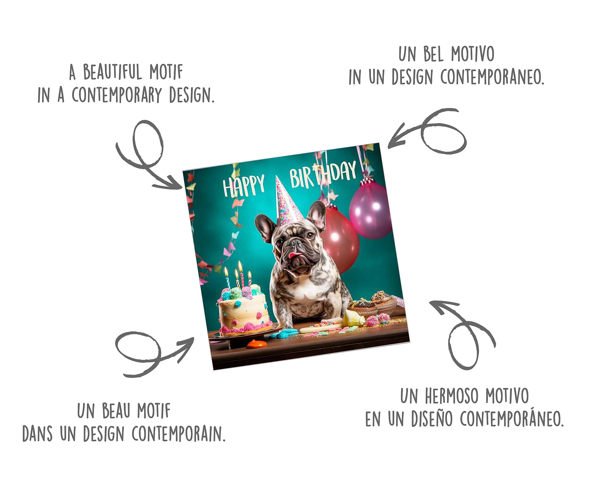 Edition Seidel Carte D'anniversaire Carrée De Qualité Supérieure Avec Enveloppe. Carte De Vœux Happy Birthday Pour Homme Femme Père Ami Motif Chien Cool (GQ153 SW024