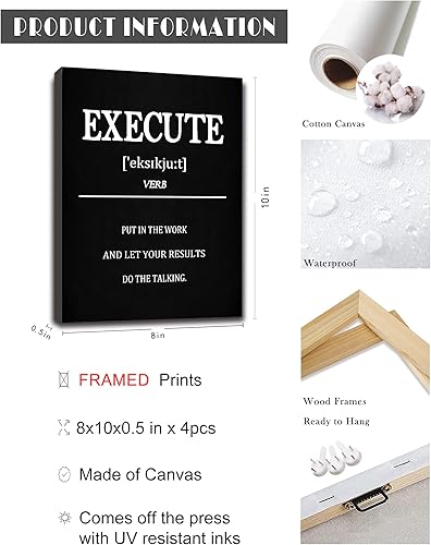 Miniatura 2 de Lienzo decorativo inspirador de oficina con marcos de madera, decoración de pared motivacional para oficina, citas de afirmaciones positivas, arte