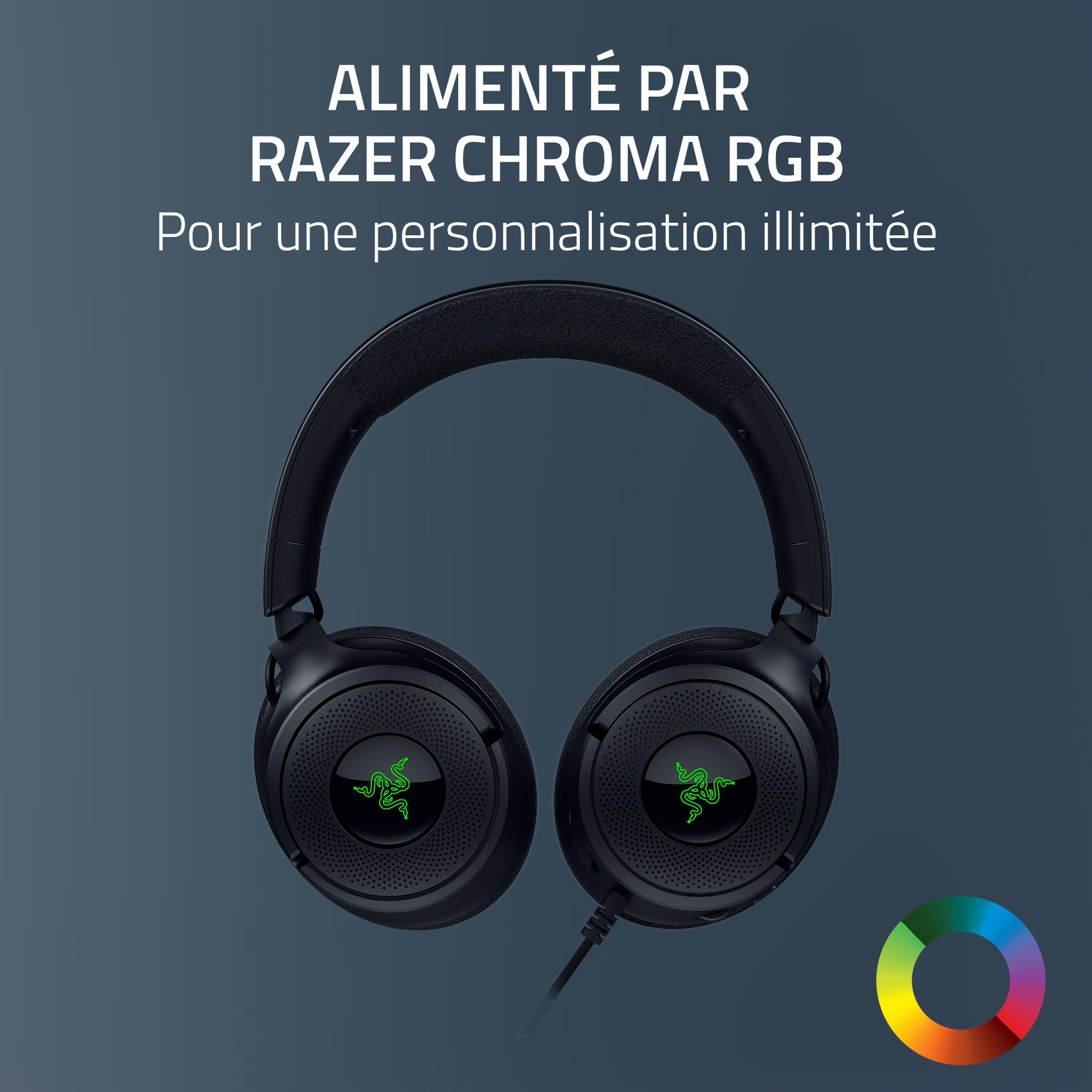 Razer Kraken V4 X - Casque de Jeu Filaire (Drivers Triforce 40mm, Micro cardioïde rétractable, Son Surround 7.1, Chroma RGB, pour PC - Console et téléphones Via USB-C) Noir