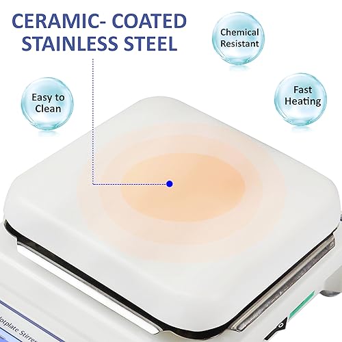 Miniatura 4 de Parco Scientific P1007-HS-T - Agitador magnético de placa calefactora digital con sonda de temperatura y soporte  Rango de temperatura de 716.0 F,