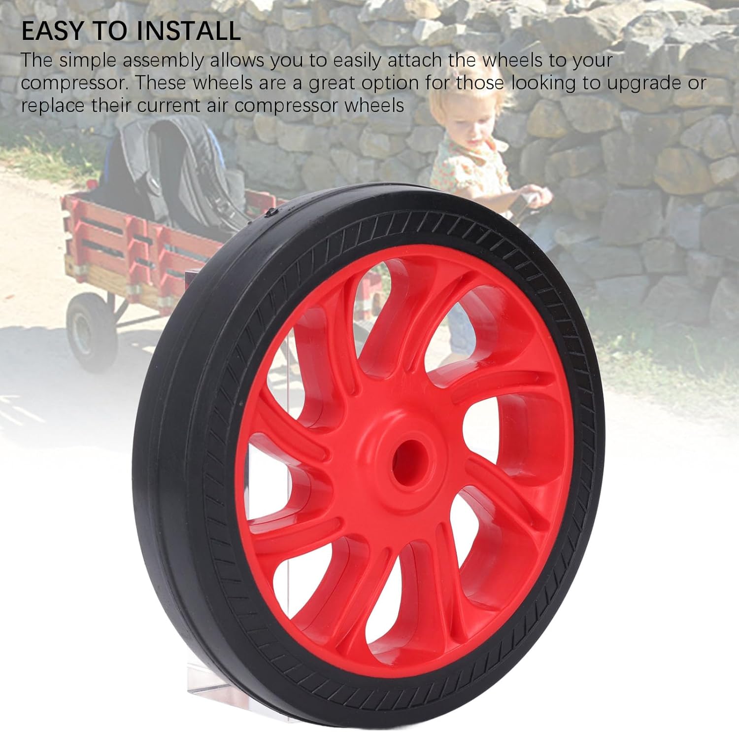 Air Compressor Wheels Rubber Casters 2Pcs Universal Replacement for Easy Mobility with 12mm Dia Hole Parts Accessories