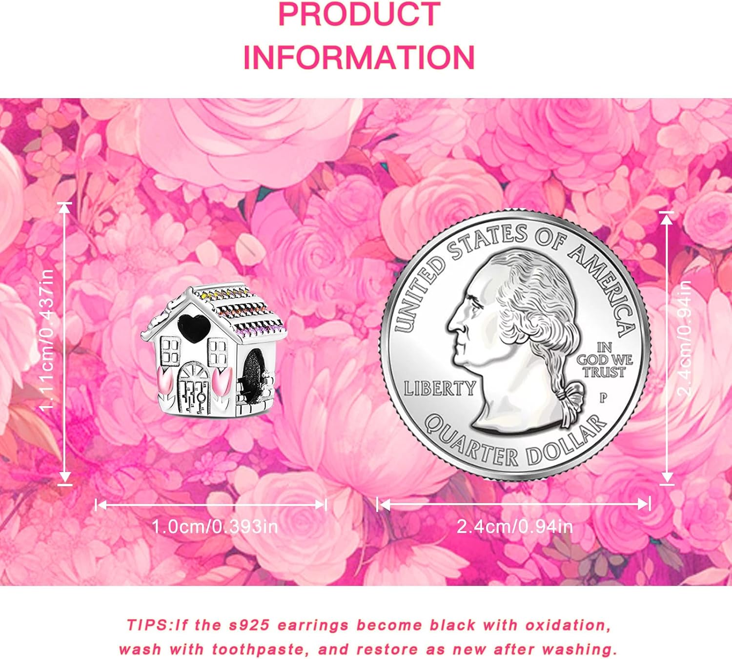 925 Sterling Silver Charms Beads for Bracelets Necklaces, Airplane Passport Sister Heart Coffee Music Book Travel Pendant, Pink Color Cute Animal Jewelry Graduation Birth Gifts for Women Men - Image 6