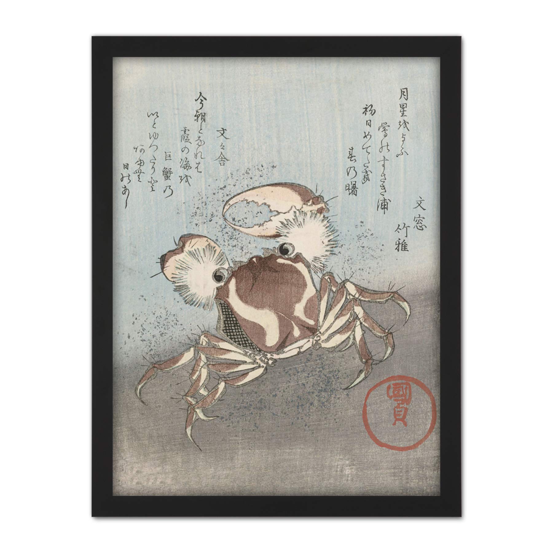 Artery8 Kunisada Utagawa Crab Walking Japanese Woodcut Artwork Framed Wall Art Print 18X24 Inch
