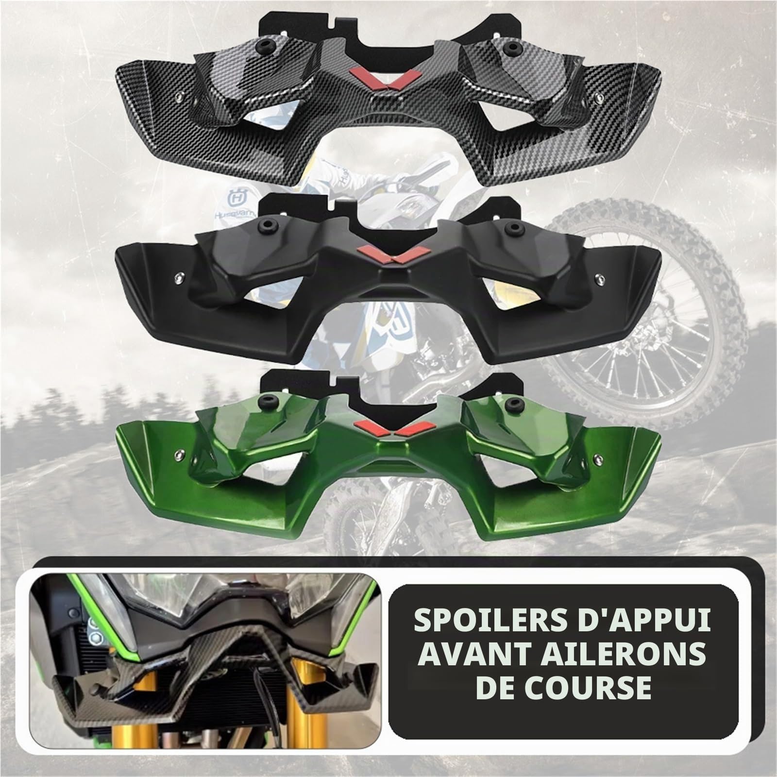 Pare-Chocs Avant Convient pour Kawasaki Z900 Z 900 2020-2025 Z900 Accessoires de Moto aileron Avant aileron aérodynamique aileron Pare Chocs Aileron(Carbon Fiber)