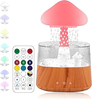 Rain Cloud Humidifier Water Drip, Rain Cloud Diffuser with Remote 7 Colors Lights, Rain Drop Humidifier Night Light, Multifunctional Aroma Diffuser, Mushroom Humidifier for Home Bedroom Office Bedside